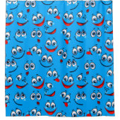 Blue Cartoon Face Pattern Douchegordijn (Voorkant)