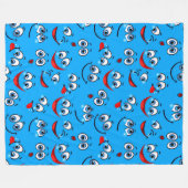 Blue Cartoon Face Pattern Fleece Deken (Voorkant (Horizontaal))