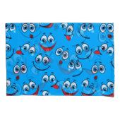 Blue Cartoon Face Pattern Kussensloop (Voorkant-Links)