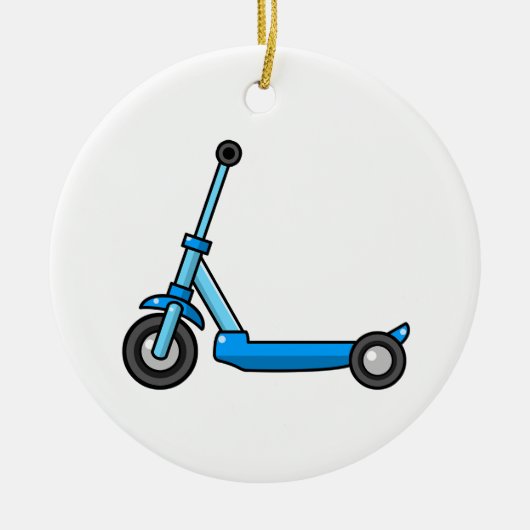 Blue Cartoon Kick/Push Scooter Keramisch Ornament (Voorkant)