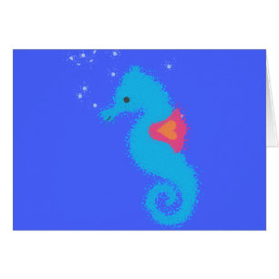 Blue Cartoon Seahorse