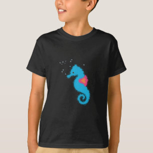 Blue Cartoon Seahorse T-shirt