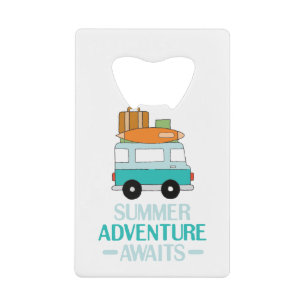Blue Cartoon Van Best Family Adventure Vacties Kredietkaart Flessenopener