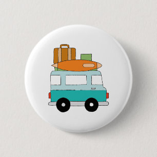 Blue Cartoon Van Best Family Adventure Vacties Ronde Button 5,7 Cm