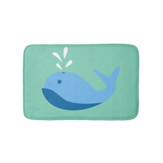 Blue Cartoon Whale Custom badmat (Voorkant)