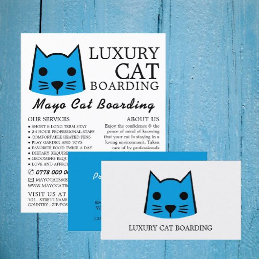 Blue Cat, Cat Boarding, Cattery Adverteren Flyer