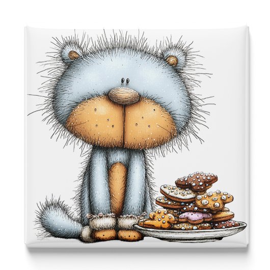 Blue Cat Cookies Christmas Magnet Magneet