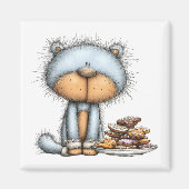 Blue Cat Cookies Christmas Magnet Magneet (Voorkant)