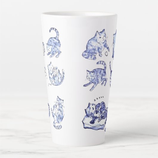 Blue Cat Cup Latte Mok (Voorkant)