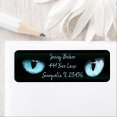 Blue Cat Eyes Halloween Spooky Black Etiket (Insitu)