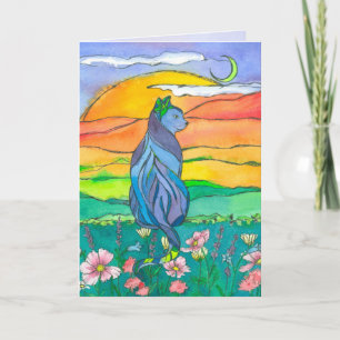 Blue Cat Happy Birthday Kaart