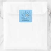 Blue Cat met Violin Square Sticker (Tas)