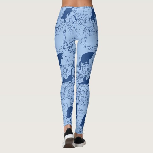Blue Cat Paris Pattern Leggings (Achterkant)