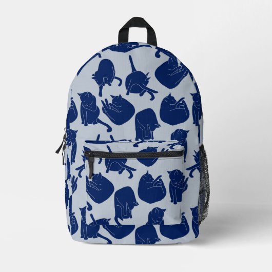 Blue Cat Pattern Bedrukte Rugzak (Voorkant)