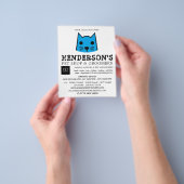 Blue Cat, Pet Store en Groomers Adverteren Flyer (Hand)