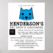 Blue Cat, Pet Store en Groomers Adverteren Poster (Voorkant)