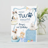 Blue Cat Ready Two Pawty 2e Invitation anniversair (Debout devant)