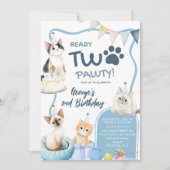 Blue Cat Ready Two Pawty Uitnodiging voor de 2e ve (Voorkant)