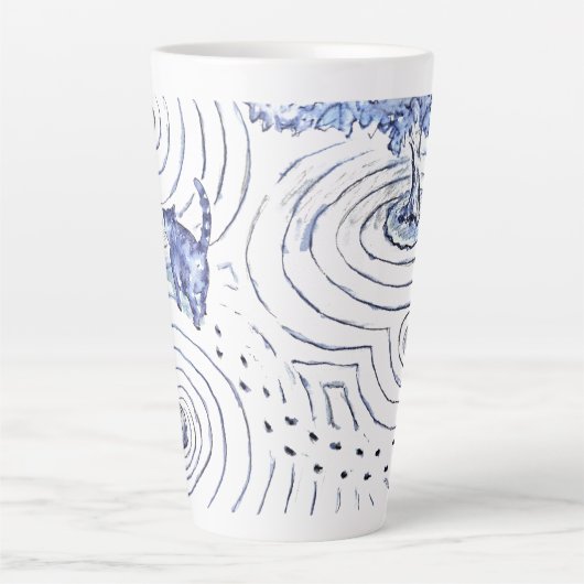 Blue Cat Zen Cup Latte Mok (Voorkant)