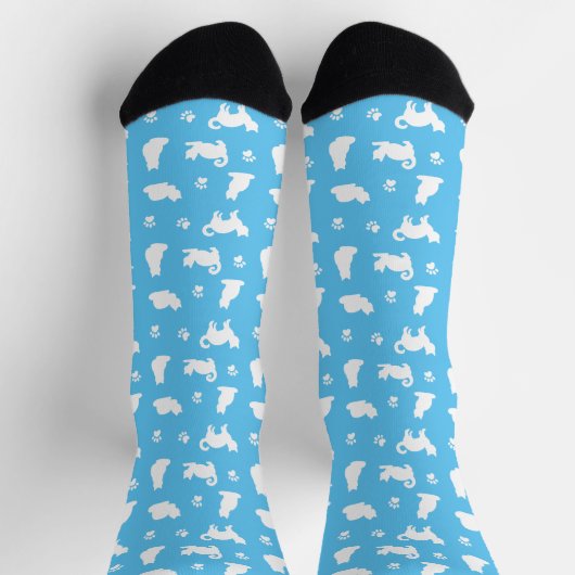 Blue Cats and Paw Prints Pattern Sokken (Top)