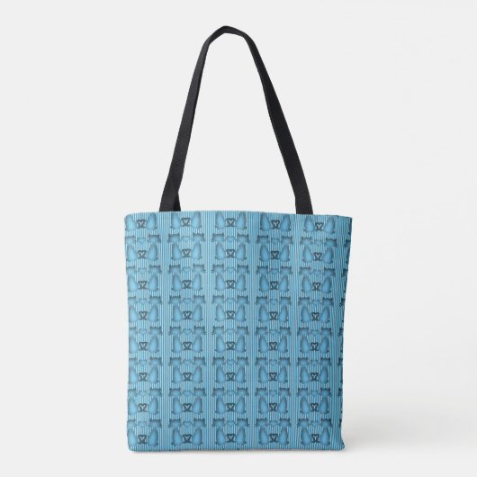 Blue Cats Hypnotic Stripe Pattern Monogram Spot Draagtas (Achterkant)