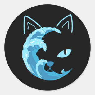 Blue Cats Wave for Kamala Funny Blue Wave of Cat L Ronde Sticker