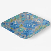 Blue Celebration Floral, 9" vierkant papier Bord (Gebogen)