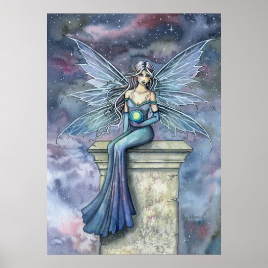 Blue Celeste Fantasy Fairy Art Poster Print (Voorkant)