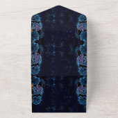 Blue Celestial Roos bruiloft All In One Uitnodiging (Buitenkant)