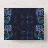 Blue Celestial Roos bruiloft All In One Uitnodiging (Achterkant)