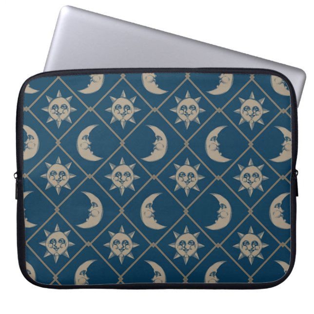 Blue Celestial Sun And Moon Laptop Sleeve (Voorkant)