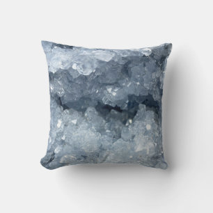 Blue Celestite Crystal Cluster Pillow Print Kussen