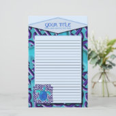 Blue Celtic Knot Turtle Lined Stationery Briefpapier (Staand voorkant)