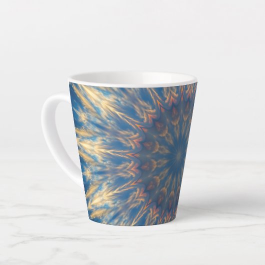 Blue Chakra Kaleidoscope Thunder_Cove Latte Mok (Linkerhoek)