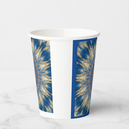 Blue Chakra Kaleidoscope Thunder_Cove Papieren Bekers (Links)