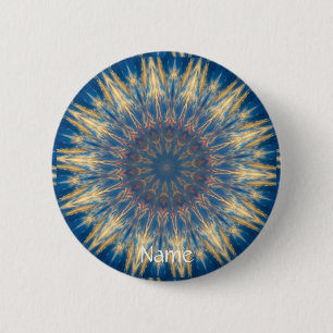 Blue Chakra Kaleidoscope Thunder_Cove Ronde Button 5,7 Cm