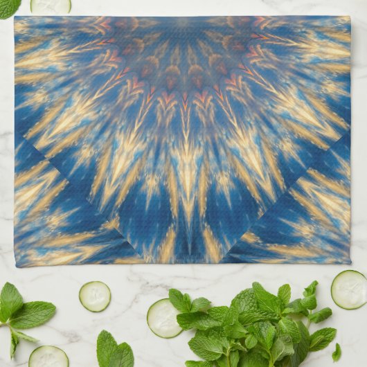 Blue Chakra Kaleidoscope Thunder_Cove Theedoek (Gevouwen)