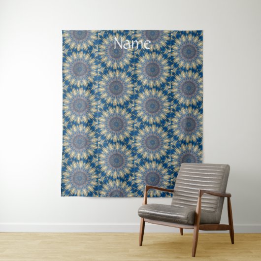 Blue Chakra Kaleidoscope Thunder_Cove Wandkleed (In situ)