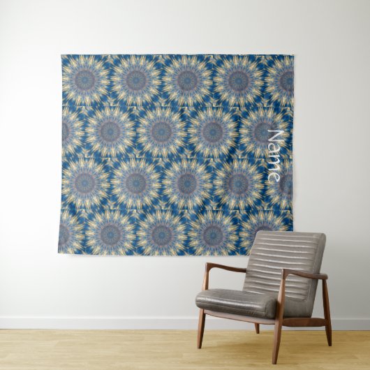 Blue Chakra Kaleidoscope Thunder_Cove Wandkleed (In Situ (horizontaal))