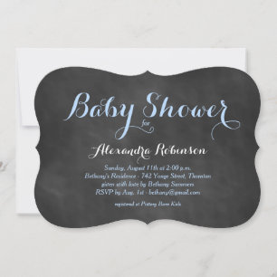 Blue Chalkboard Baby shower Invitation Kaart