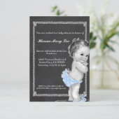 Blue Chalkboard Baby shower Invitation Kaart (Staand voorkant)