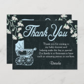 Blue Chalkboard Douche Merci Cartes (Devant / Derrière)