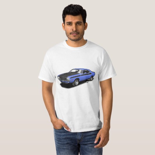 Blue Challenger classic car t shirt (Voorkant volledig)