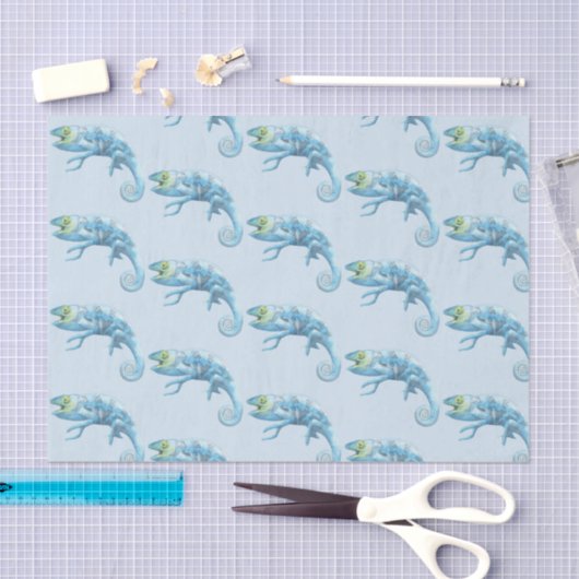Blue Chameleon Pattern-document Tissuepapier (Craft)