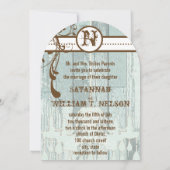 Blue Chandelier Barn Wood Wedding Invitations Kaart (Achterkant)
