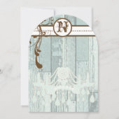 Blue Chandelier Barn Wood Wedding Invitations Kaart (Voorkant)