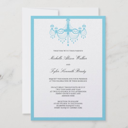 Blue Chandelier Invitation Kaart (Voorkant)