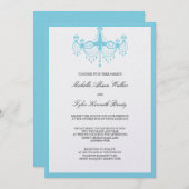 Blue Chandelier Invitation Kaart (Voorkant / Achterkant)