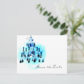 Blue Chandelier Save the Date Sjabloon (Staand voorkant)