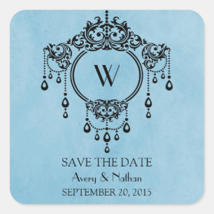 Blue  Chandelier Save the Date Stickers